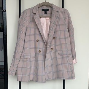 Adorable Pink Plaid Boyfriend Blazer size M